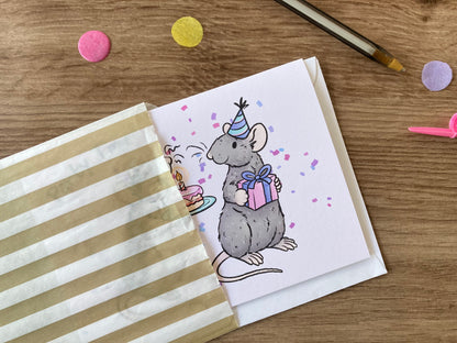 Party Time Rats | Cute Rat A6 Birthday Card