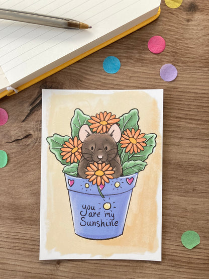 You Are My Sunshine | Cute Hamster A6 Postcard | Hamster Gift