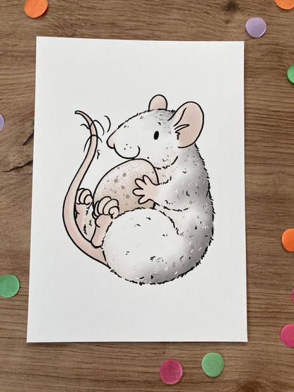 Egg Thief | Roan Rat Art Print | Fancy Rat Artwork
