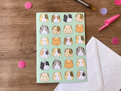 Guinea Pig Faces | Cute Guinea Pig Blank Greeting Card | Guinea Pig Gift