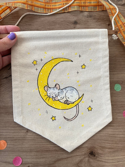 Moon Rat | Original Painting | Hand painted Rat Banner | OOAK