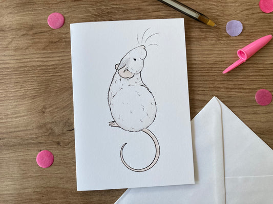 Rufus | Cute Roan Rat Blank Greeting Card | Fancy Rat Gift
