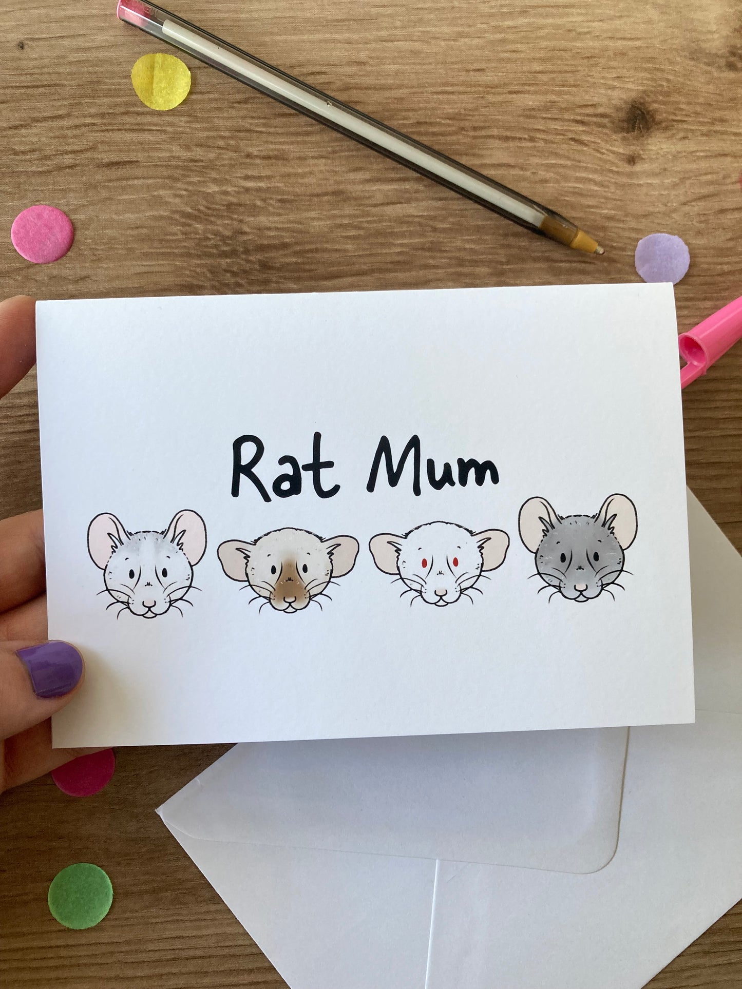Rat Mum | Cute Rat Blank Greeting Card | Rat Mum Gift