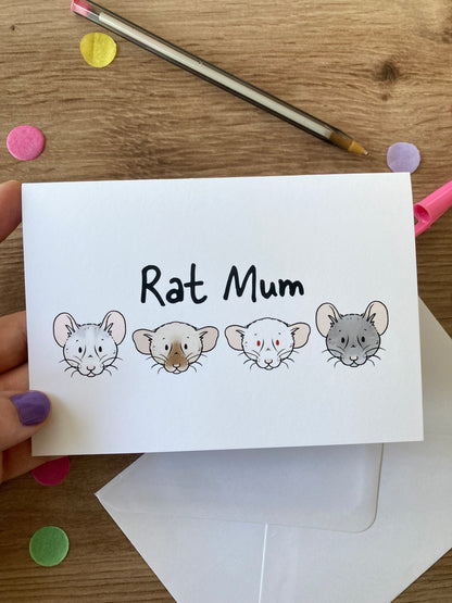 Rat Mum | Cute Rat Blank Greeting Card | Rat Mum Gift