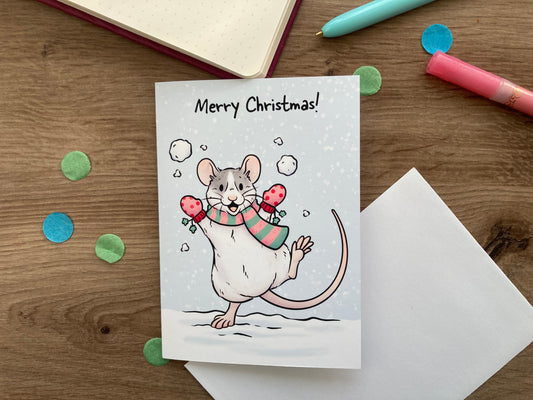 Snow days Rat Christmas Card | Blank A6 Greeting Card | Rat Gift