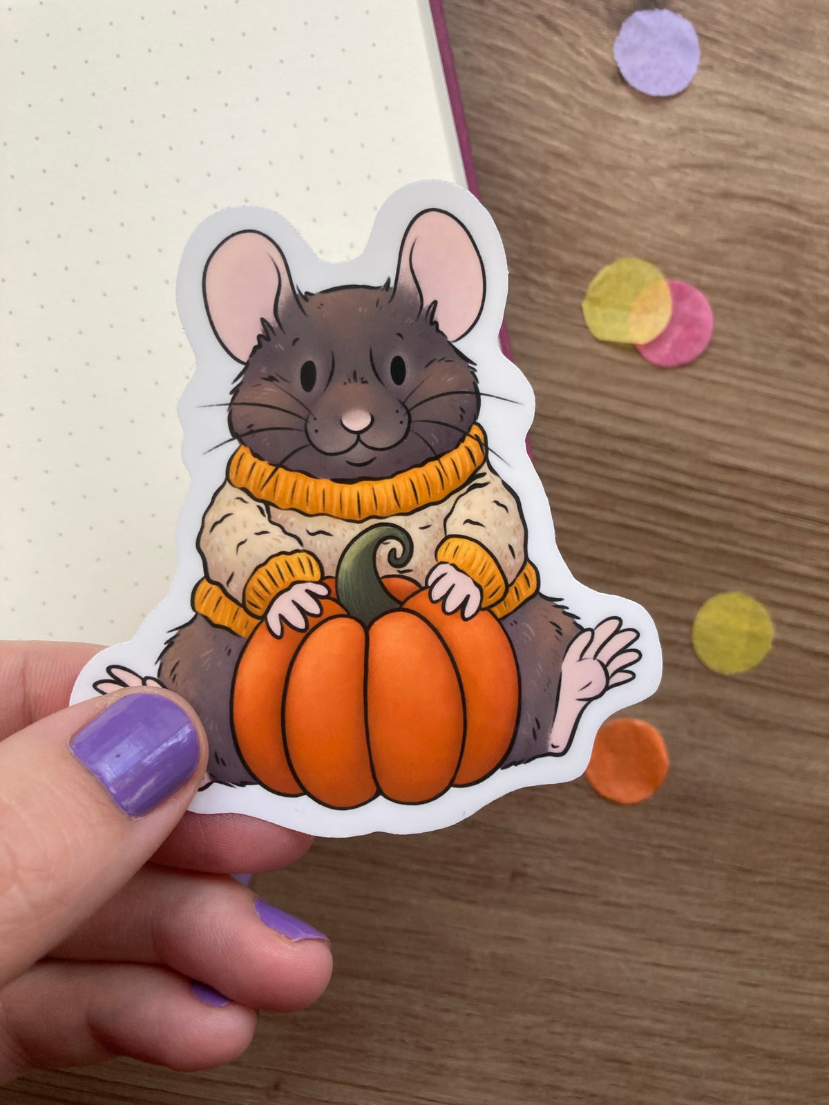 Pumpkin Hamster Vinyl Sticker | Autumn Animal Art | Hamster Gift