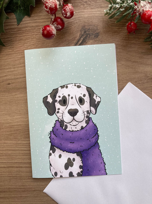 Winter Dalmatian | Cute Dalmatian Greeting Card | Dalmatian Christmas Card