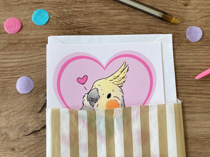 You Make My Heart Sing | Cute Cockatiel Blank Greeting Card | Cockatiel Love Card