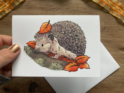 Autumn Hedgehog Greeting Card | Cute Hedgehog A6 Greeting Card