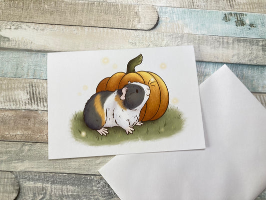 Pumpkin Guinea Pig | Cute Autumn Greeting Card