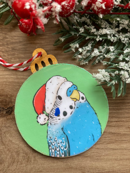 Christmas Chirpings | Cute Budgie Christmas Tree Bauble