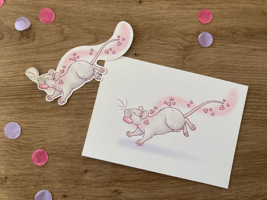 Eugene Rat Art Print and Sticker Valentine’s Day bundle