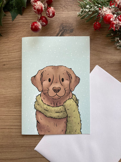 Winter Labrador | Cute Labrador Greeting Card | Chocolate Labrador Christmas Card