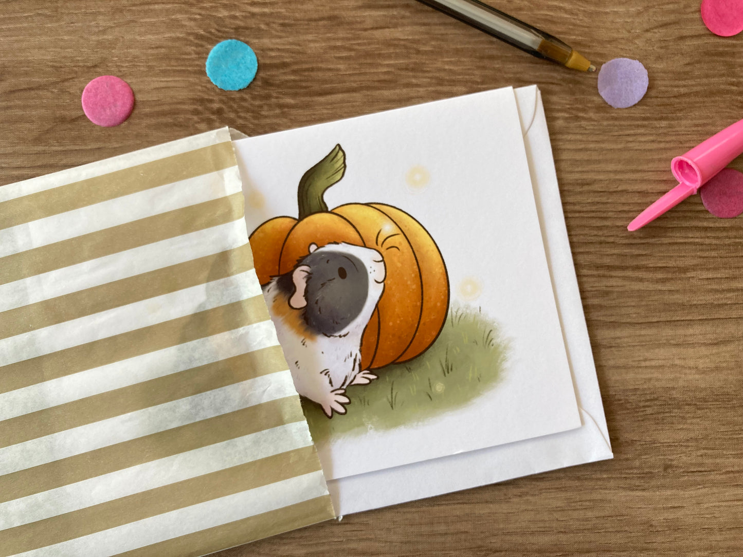 Pumpkin Guinea Pig | Cute Autumn guinea Pig Greeting Card | Guinea Pig Gift