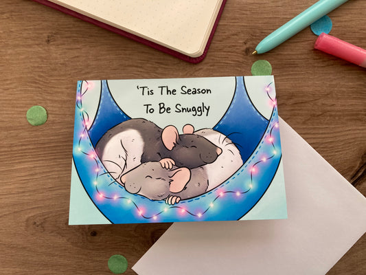Season To Be Snuggly Rat Christmas Card | Blank A6 Greeting Card | Rat Gift