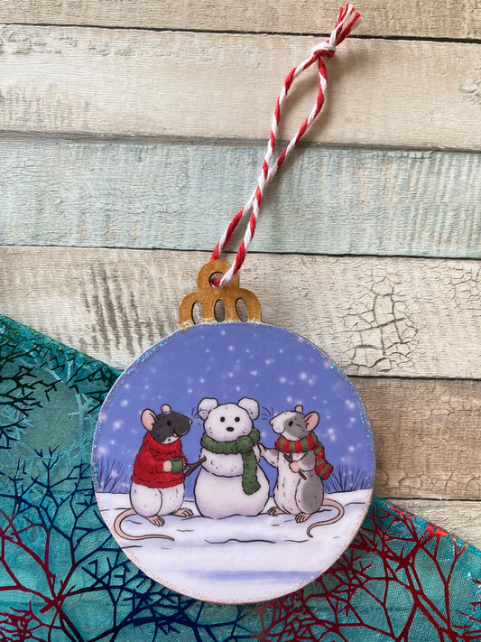 Snow Rats | Cute Rat Christmas Tree Bauble