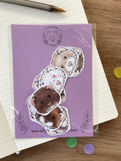 Cute ferret sticker pack | pack of 10 cute Ferret Faces Stickers