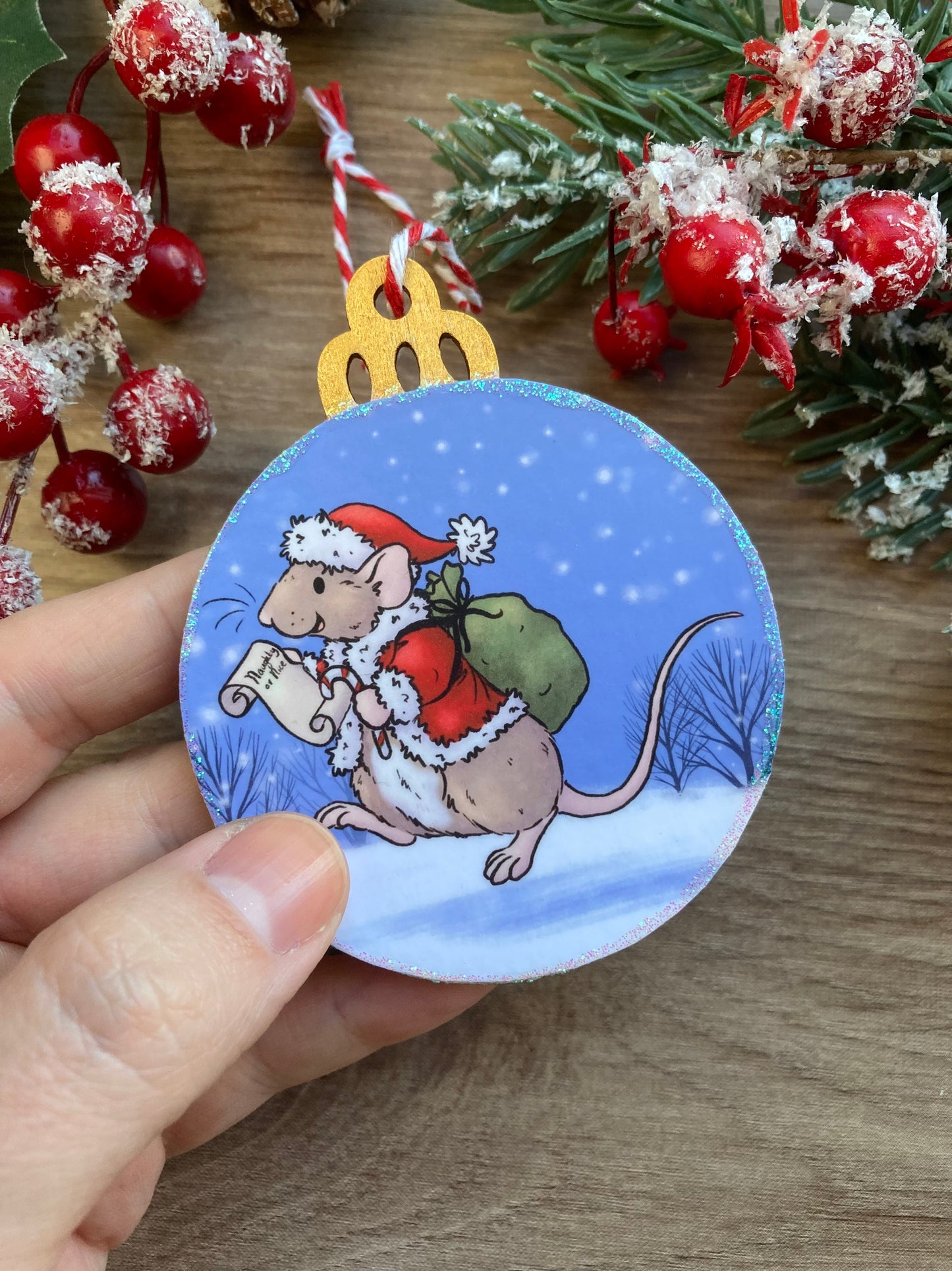Santa Boggles | Cute Rat Christmas Tree Bauble