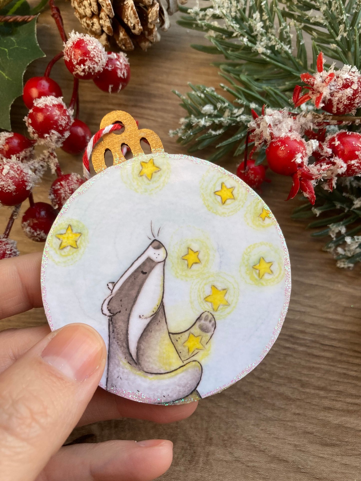 Magical Badger | Cute Badger Christmas Tree Bauble