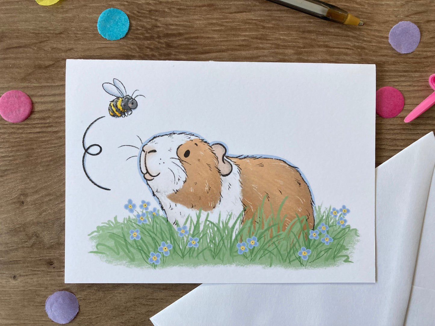 Bumble Pig | Cute Guinea Pig Greeting Card | Guinea Pig Gift