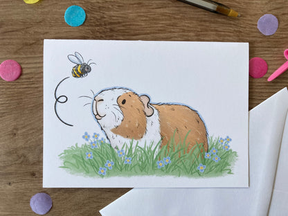 Bumble Pig | Cute Guinea Pig Greeting Card | Guinea Pig Gift