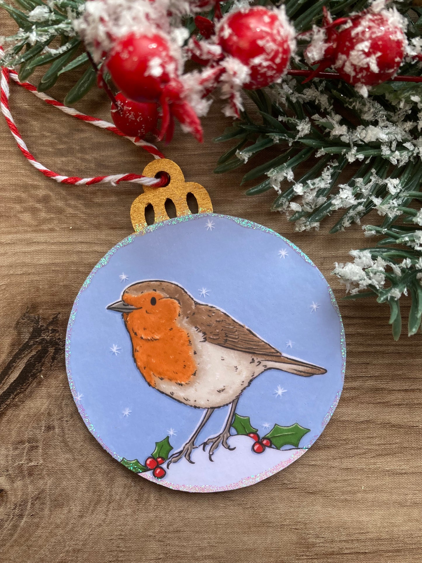 Little Robin | Cute Bird Christmas Tree bauble