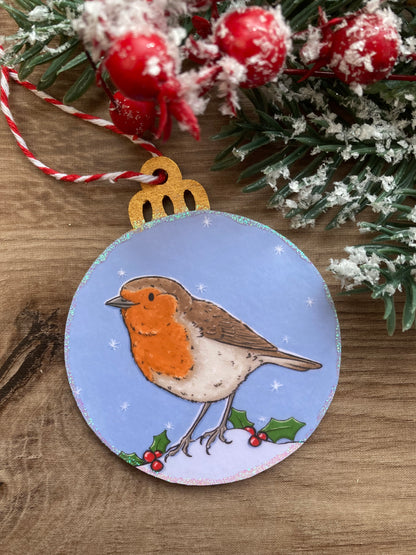Little Robin | Cute Bird Christmas Tree bauble