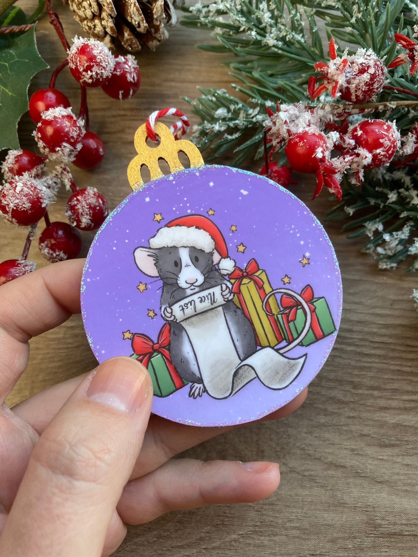 Nice List | Cute Rat Christmas Tree Bauble