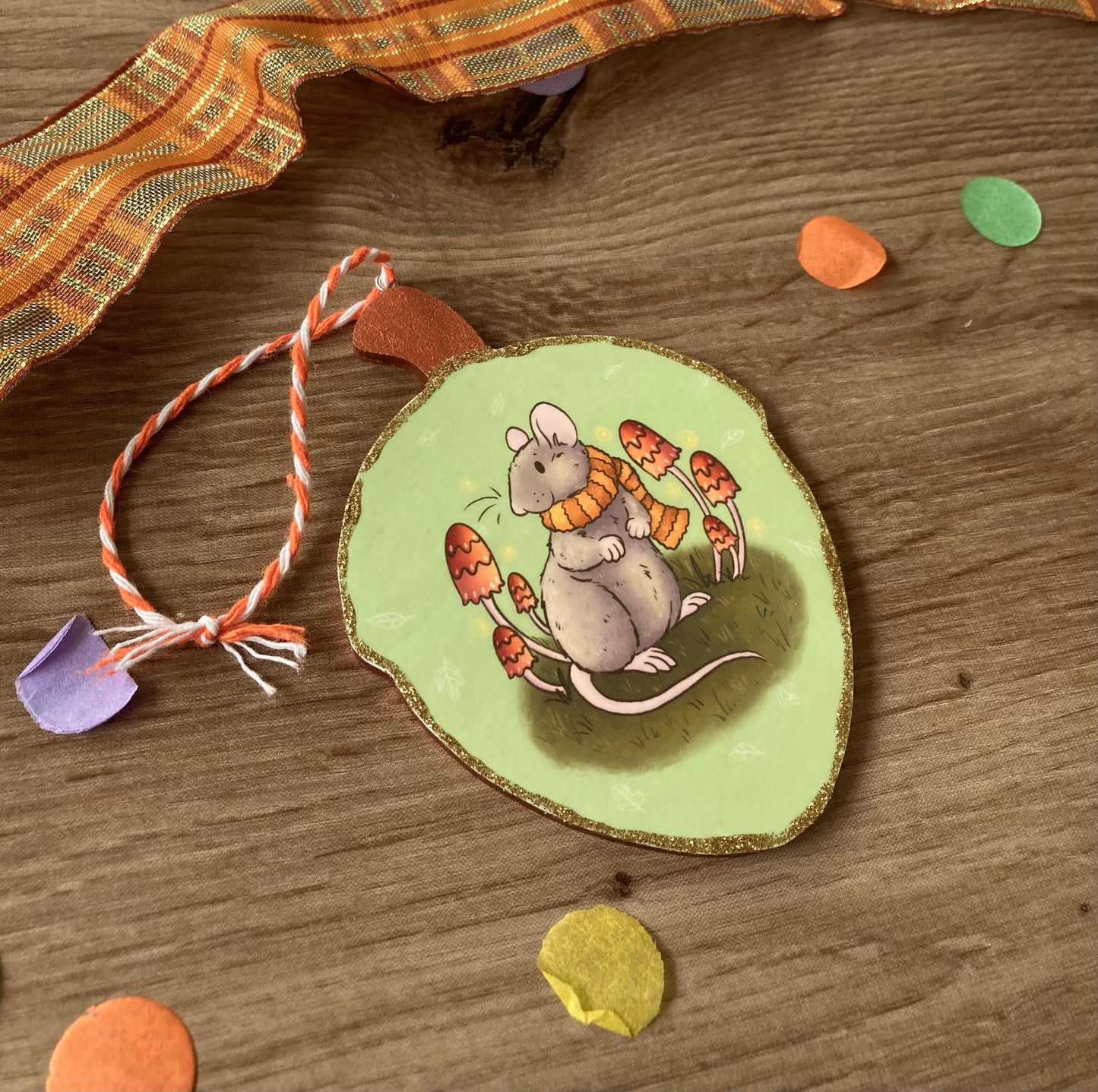 Autumn Adventure | Cute Rat Autumn Decoration | Pet Rat Wooden Acorn Ornament