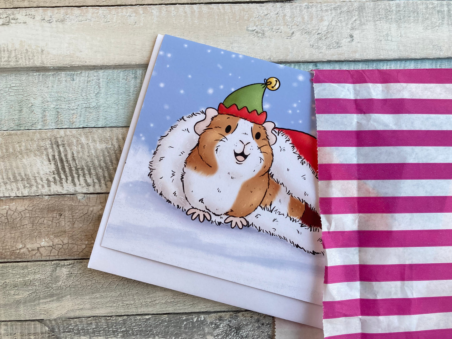 Santa's Little Helper | A6 Guinea Pig Christmas Card