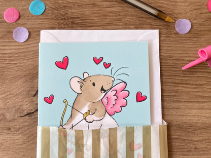 Cupid Rat | Cute Rat Blank Greeting Card | Fancy Rat Gift