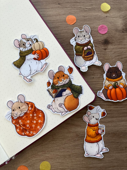 Cosy Hammy Sticker Pack | Set of 6 Glossy Paper Stickers | Hamster Gift