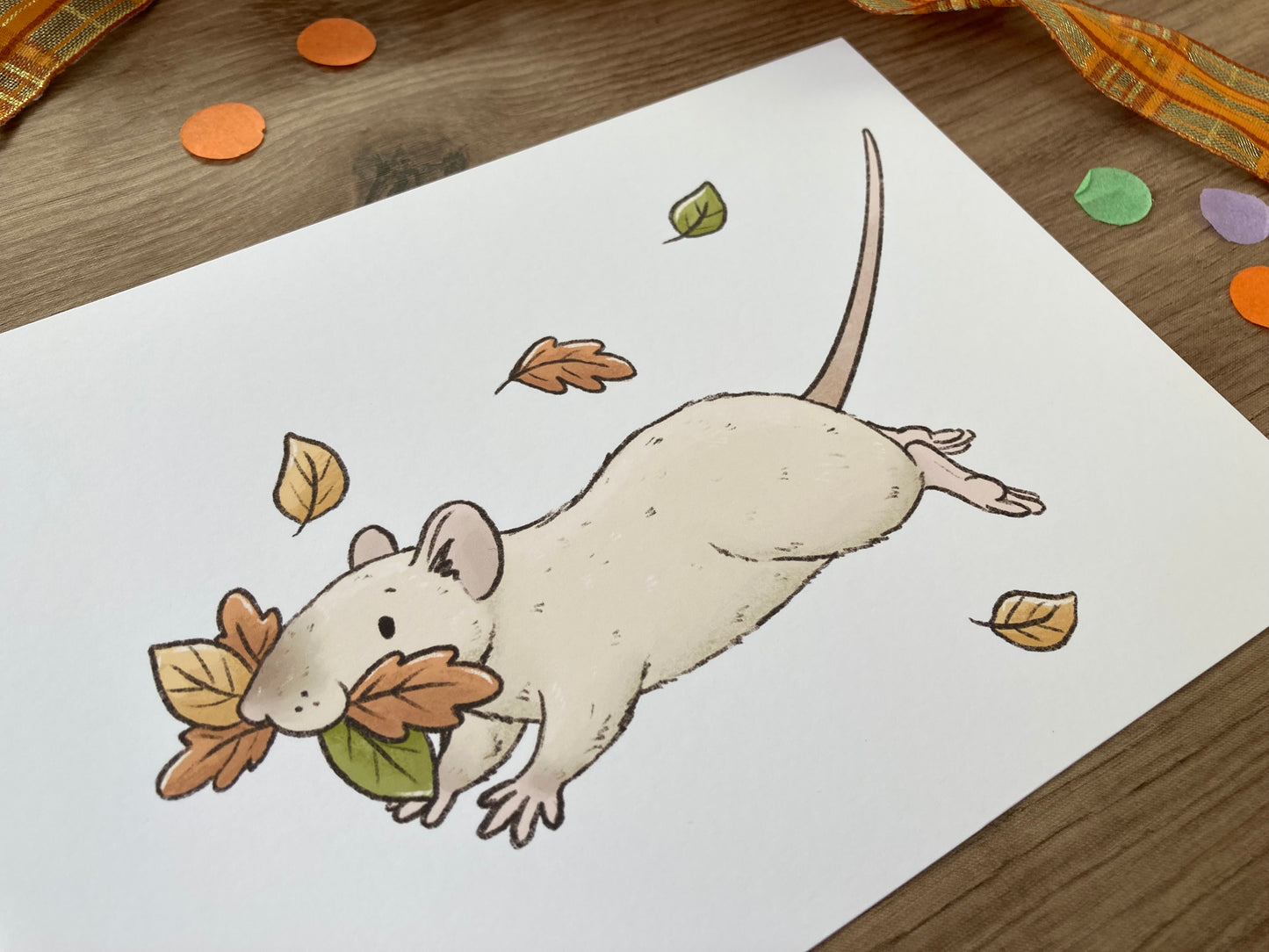 Autumn Rat Art Print | Rat Gift | Cute Rat Artwork