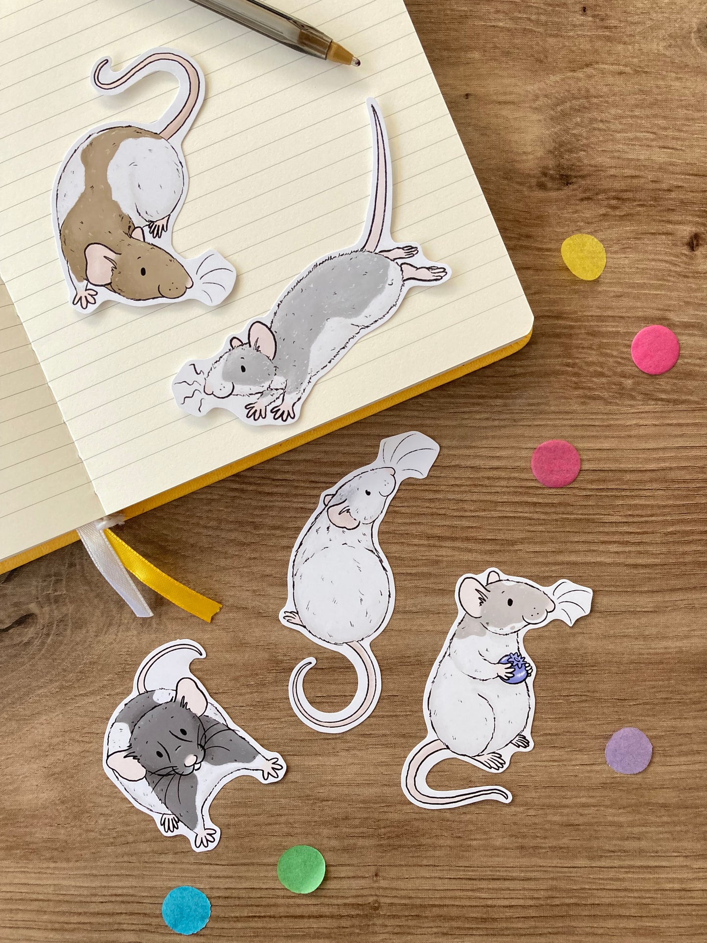 Ratty Mischief Sticker Pack | Set of 5 Rat Stickers | Fancy Rat Gift