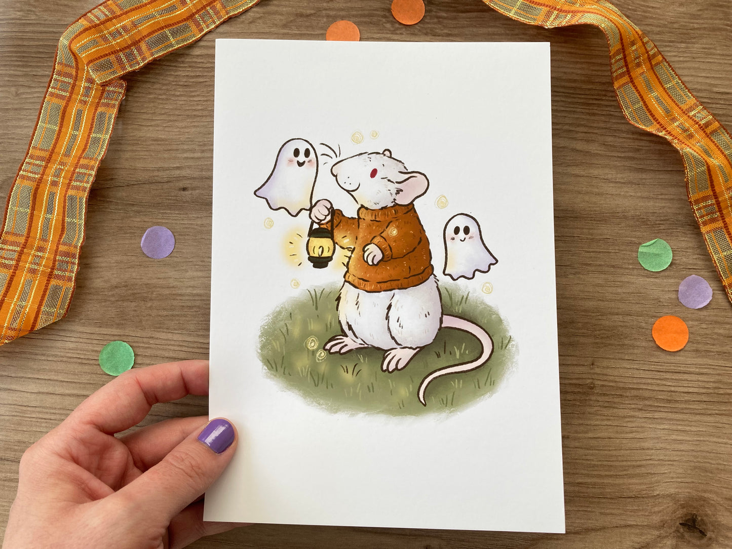Ghost Party | Cute Rat Art Print | Autumn Rat Artwork