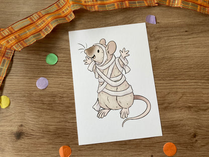 Trick Or Treat Rats A6 Art Prints | Pack Of 6 A6 Art Prints | Spooky Rat Decorations