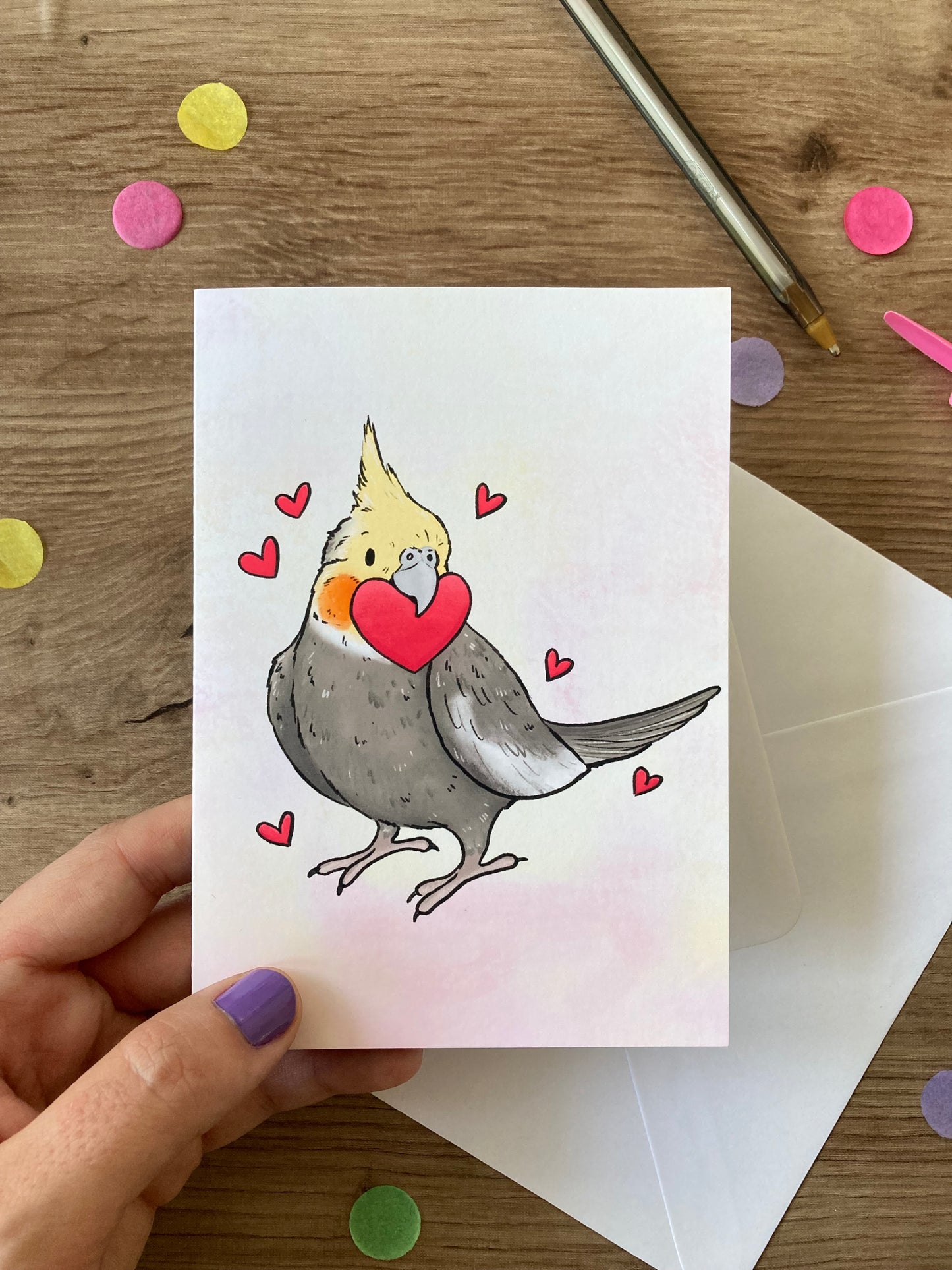 You Stole My Heart | Cockatiel Blank Greeting Card | Cockatiel Valentines Card