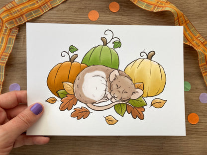 Pumpkin Patch Ratty | Cute Rat Art Print | Autumn Rat Artwork