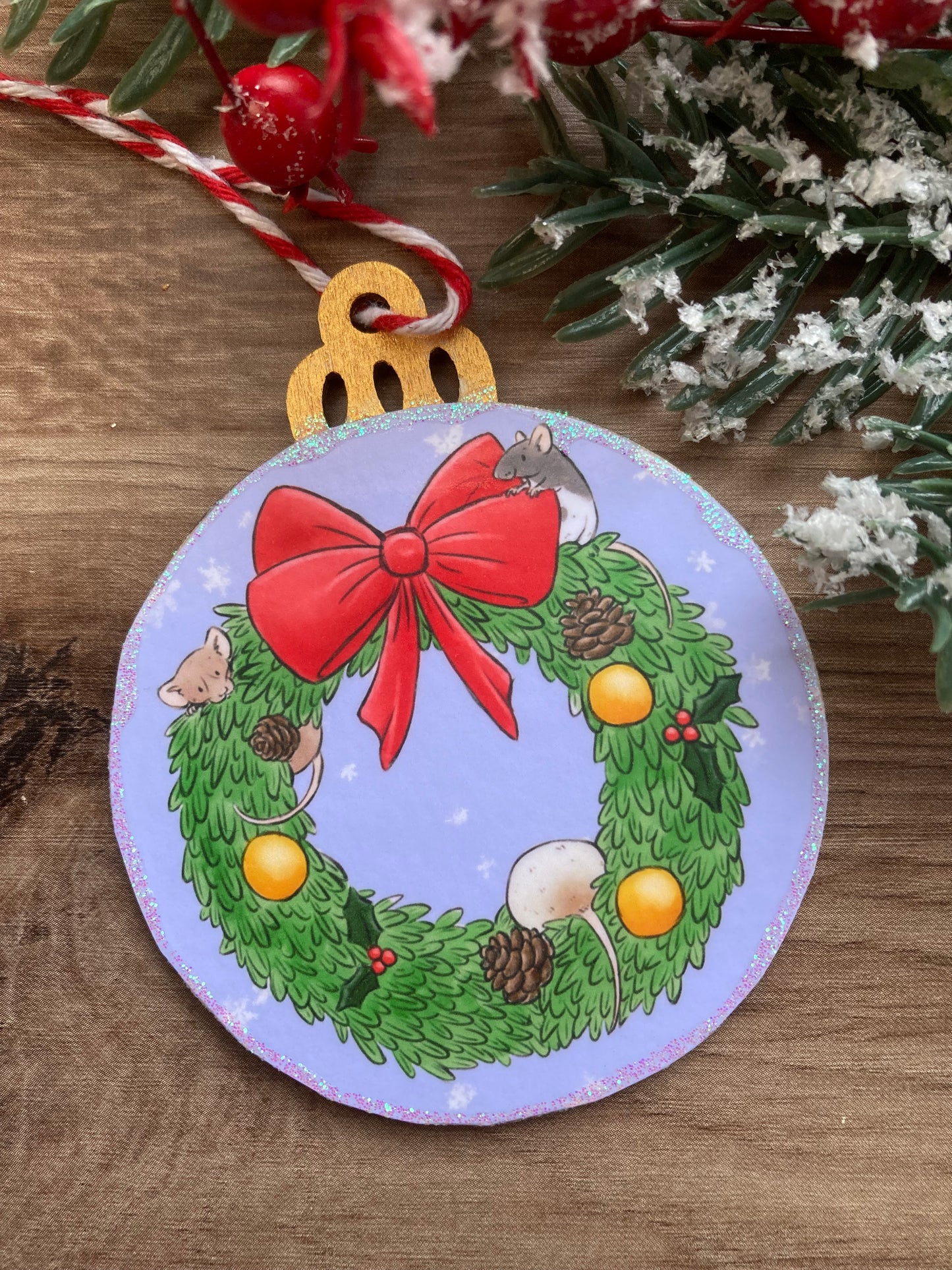 Ratty Wreath | Cute Rat Christmas Tree Bauble