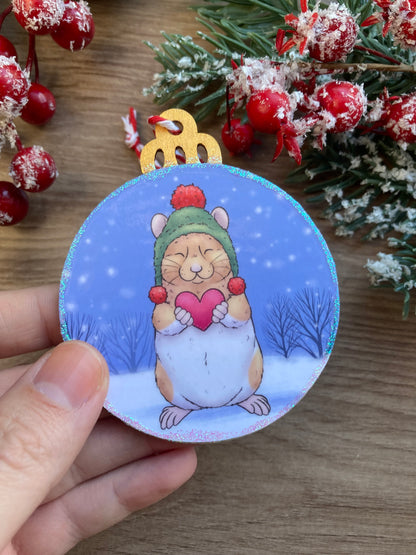 Warm Hammy Wishes | Cute Hamster Christmas Tree Bauble