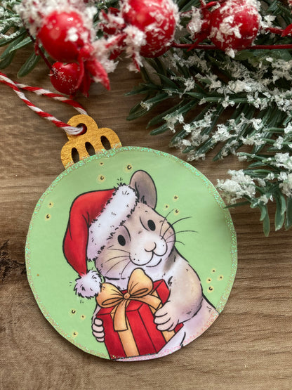 Santa Paws | Cute Hamster Christmas Tree Bauble