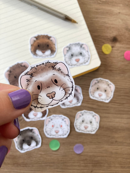 Cute ferret sticker pack | pack of 10 cute Ferret Faces Stickers