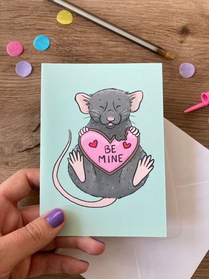 Be Mine Ratty | Cute Rat A6 Valentines Greeting Card