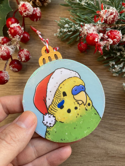 Santa Budgie | Cute Budgie Christmas Tree Bauble