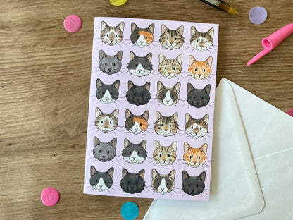 Cat Faces | Cute Cat greeting Card | Cat Gift