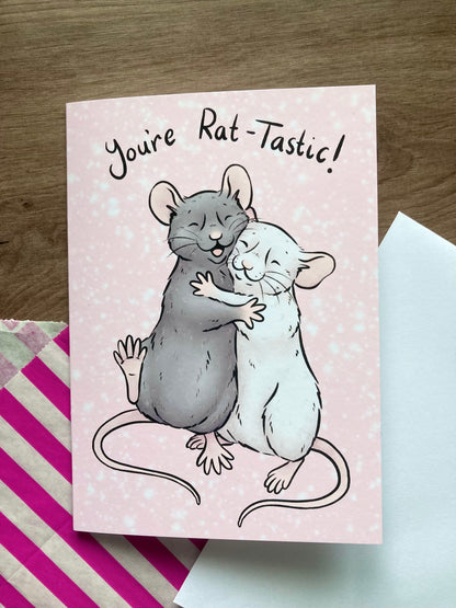 You’re Rat-Tastic | A6 Rat Greeting Card | Cute Rat Valentine's Day Card