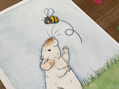 Bumble  Rat | Cute Rat Art Print | Spring Rat Artwork