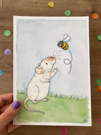 Bumble  Rat | Cute Rat Art Print | Spring Rat Artwork