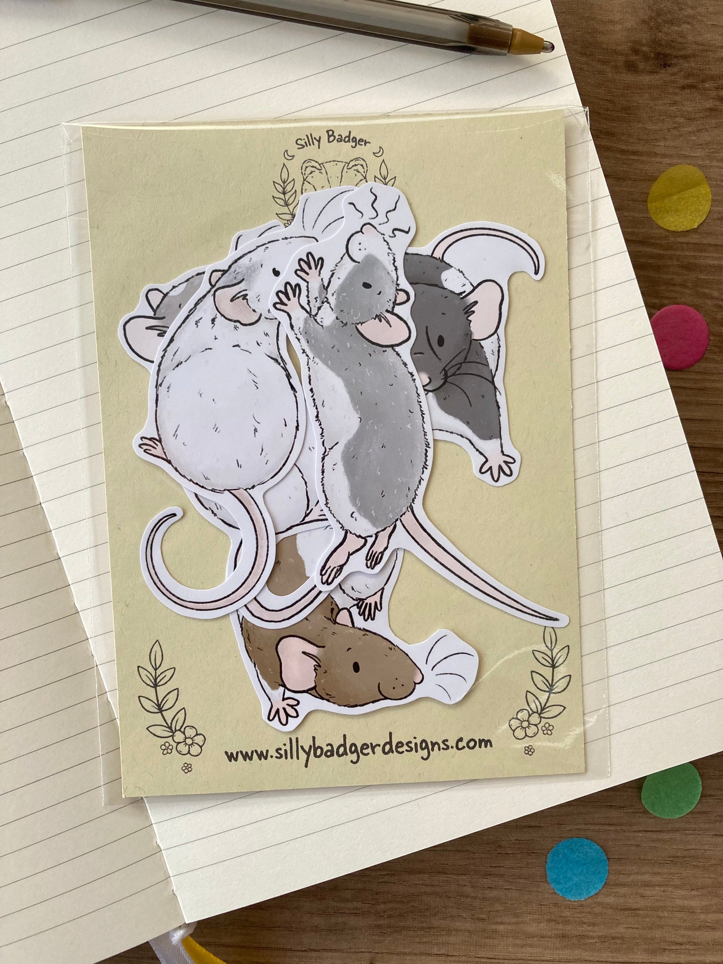 Ratty Mischief Sticker Pack | Set of 5 Rat Stickers | Fancy Rat Gift