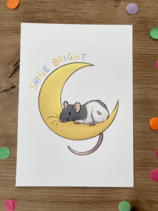 Shine Bright | Rat Art Print | Positivity Series | Cute Rat Artwork